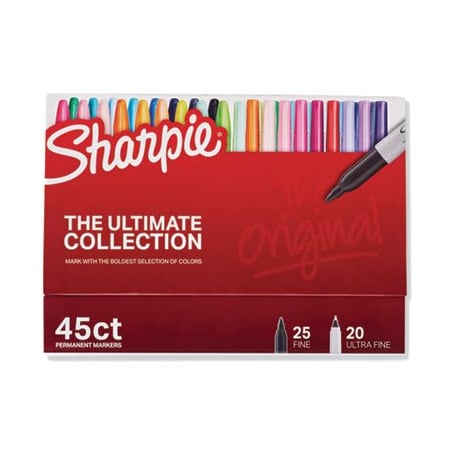 Sanford Sharpie, PERMANENT MARKERS ULTIMATE COLLECTION, ASSORTED TIPS, ASSORTED COLORS, 45PK 2011580